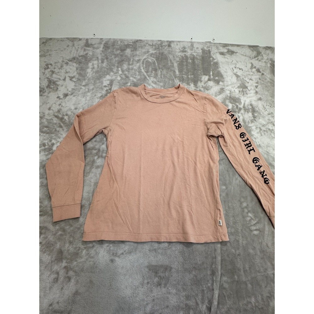 Vans Shirt Girls Medium Long‎ Sleeve Lightweight Peach Girl Gang Sleeve Print